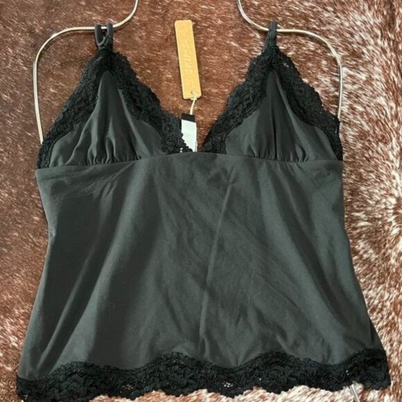 Skims Fits Everybody Lace Triangle Camisole Top Black - Picture 8 of 12